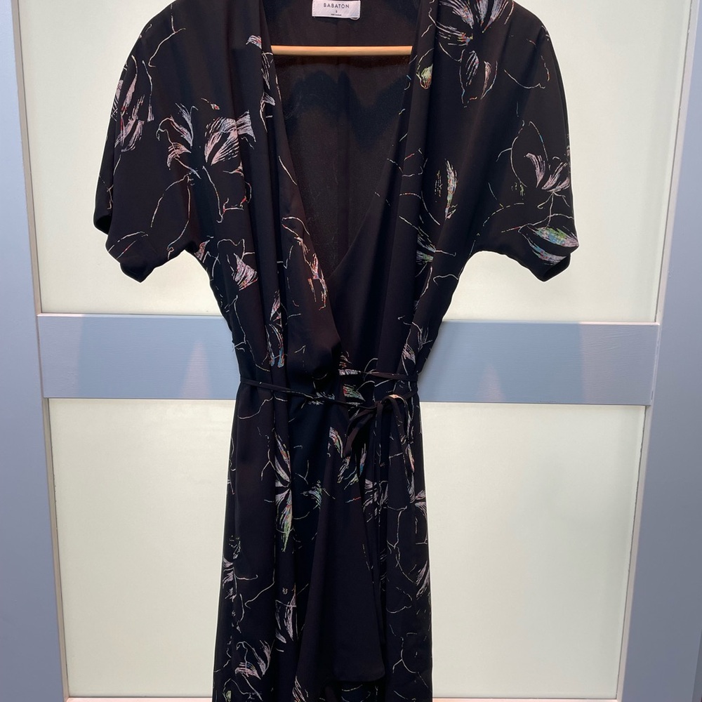 Babaton - Black Floral Wrap Dress